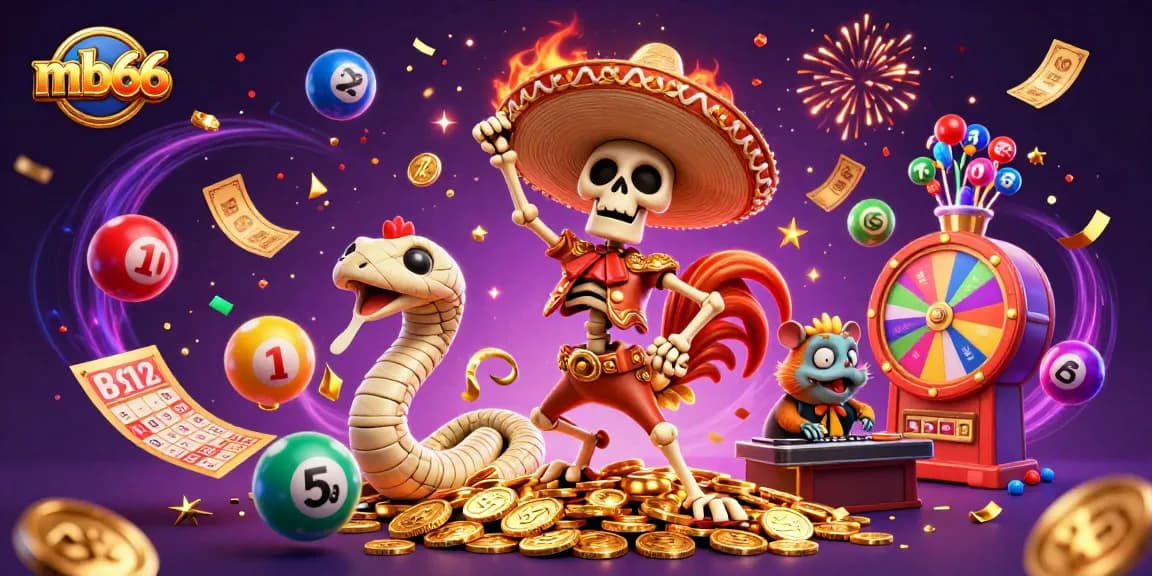 Experience vibrant lottery excitement with mb66 featuring lively characters and dynamic elements.