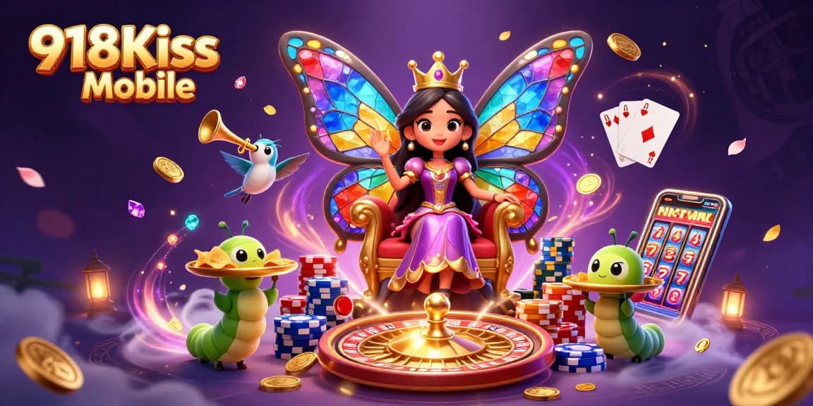 Experience thrilling gaming action with 918Kiss Mobile, showcasing winning strategies and vibrant casino elements.