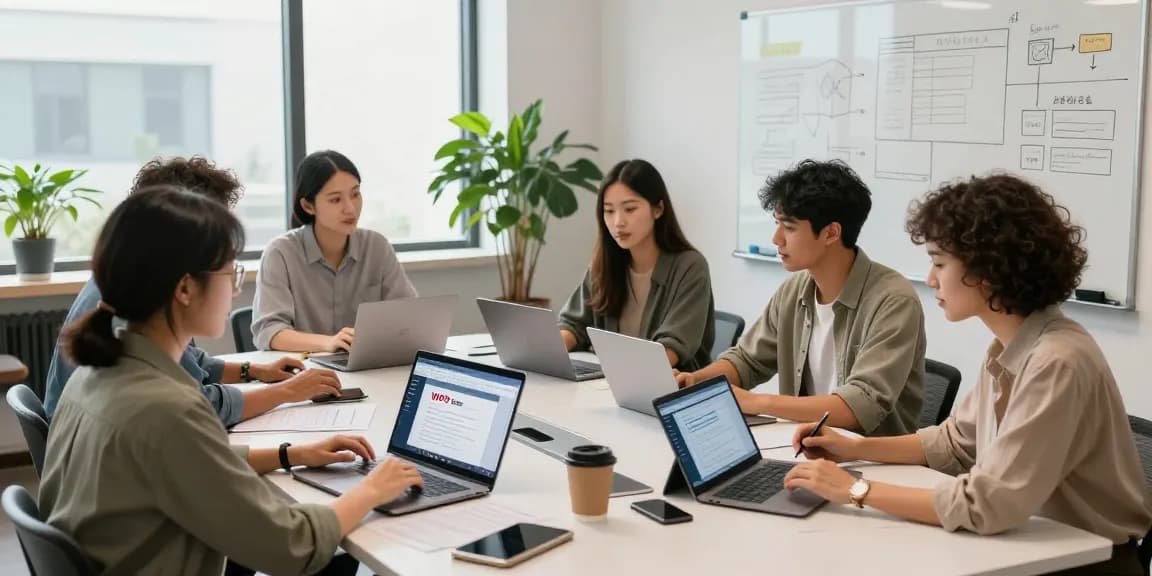 Dynamic team collaboration showcasing WPS Official Website tools in a bright office setting.