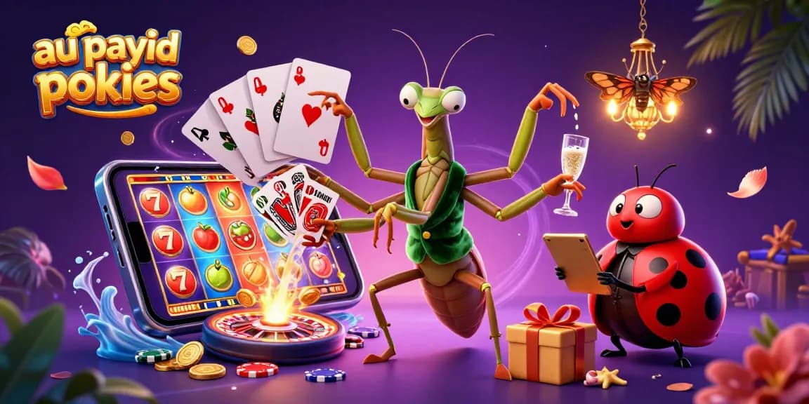 Win big at au payid pokies with thrilling action from vibrant slot games, featured in a lively casino setting.