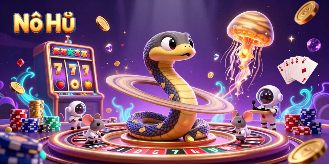 Nổ Hũ players winning big with cascading coins and vibrant slot reel action.