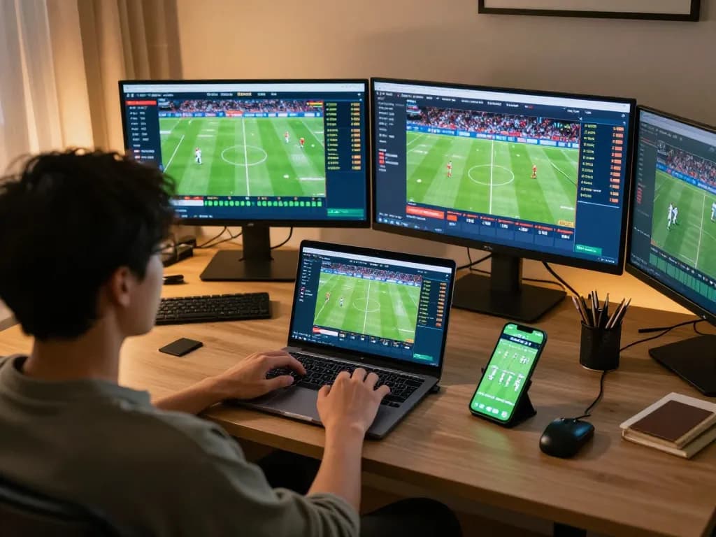 Scena coinvolgente che mostra una persona che utilizza un bookmaker non AAMS 2026 per piazzare scommesse sportive live in modo efficiente.