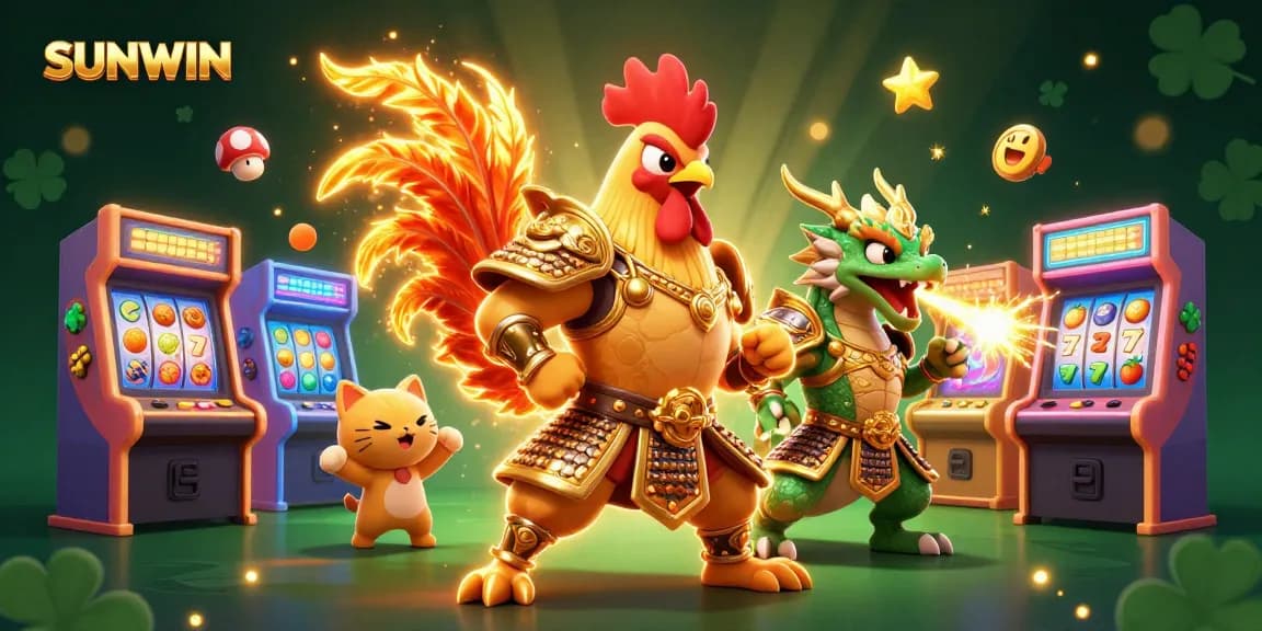 SUNWIN showcases a vibrant 3D casino scene with colorful game symbols and dynamic characters, enhancing excitement for players.