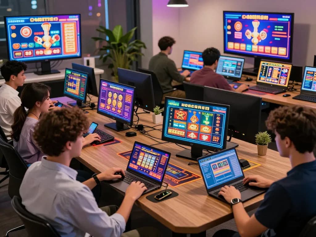 Dynamic gaming experience on trang chủ o8 showcasing players engaged with slots and betting, vibrant casino atmosphere.