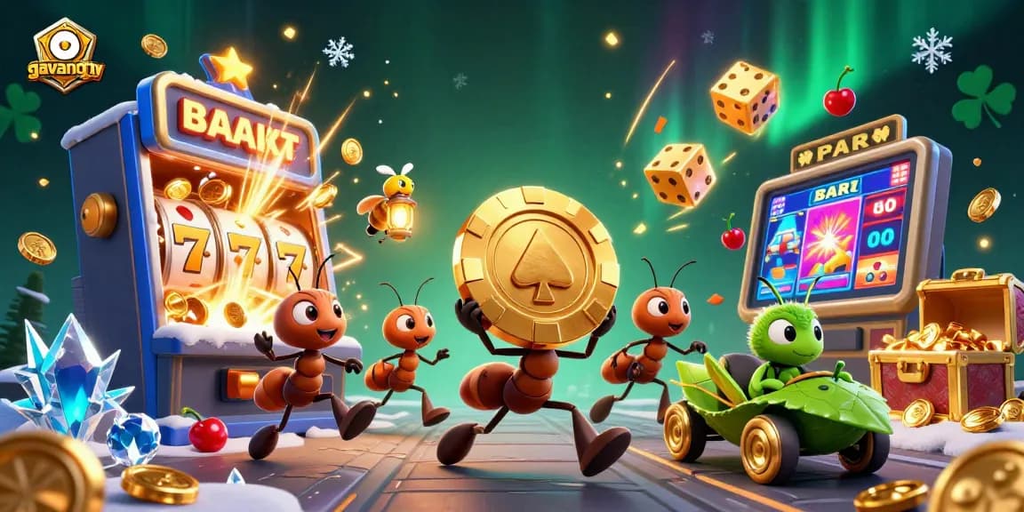 Experience the thrilling heist action with gavangtv's vibrant ants and golden poker chip!