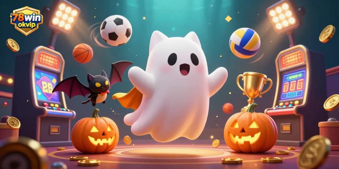 Engage in thrilling gaming at 78win okvip with playful characters and vibrant casino elements.