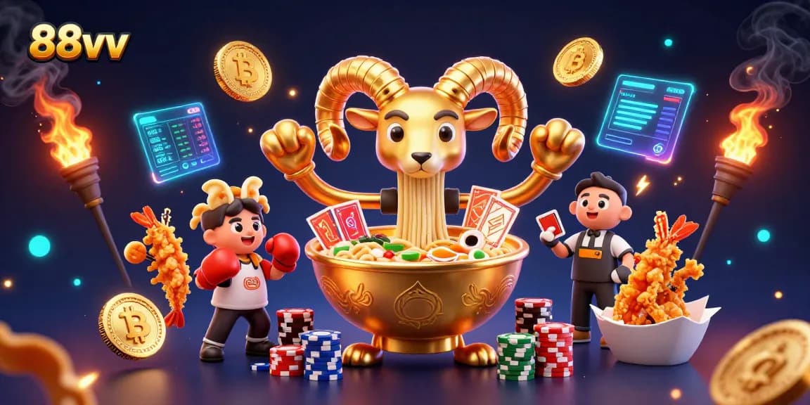 Join the excitement with 88vv casino characters as they deal cards and stack chips in a vibrant scene!
