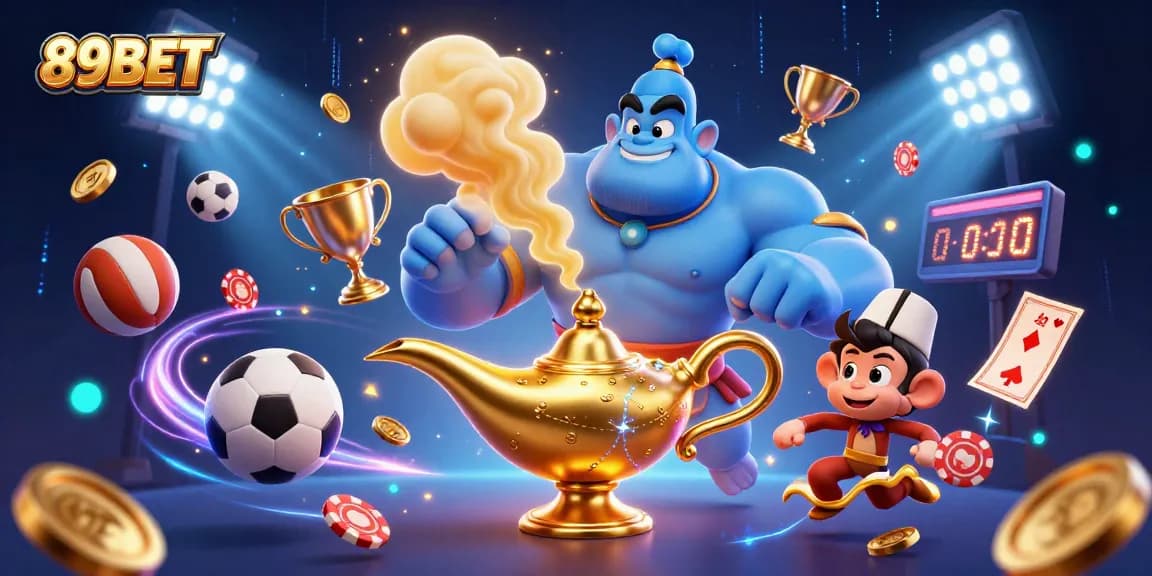 Engage with the excitement of 89BET through a vibrant casino-themed illustration.