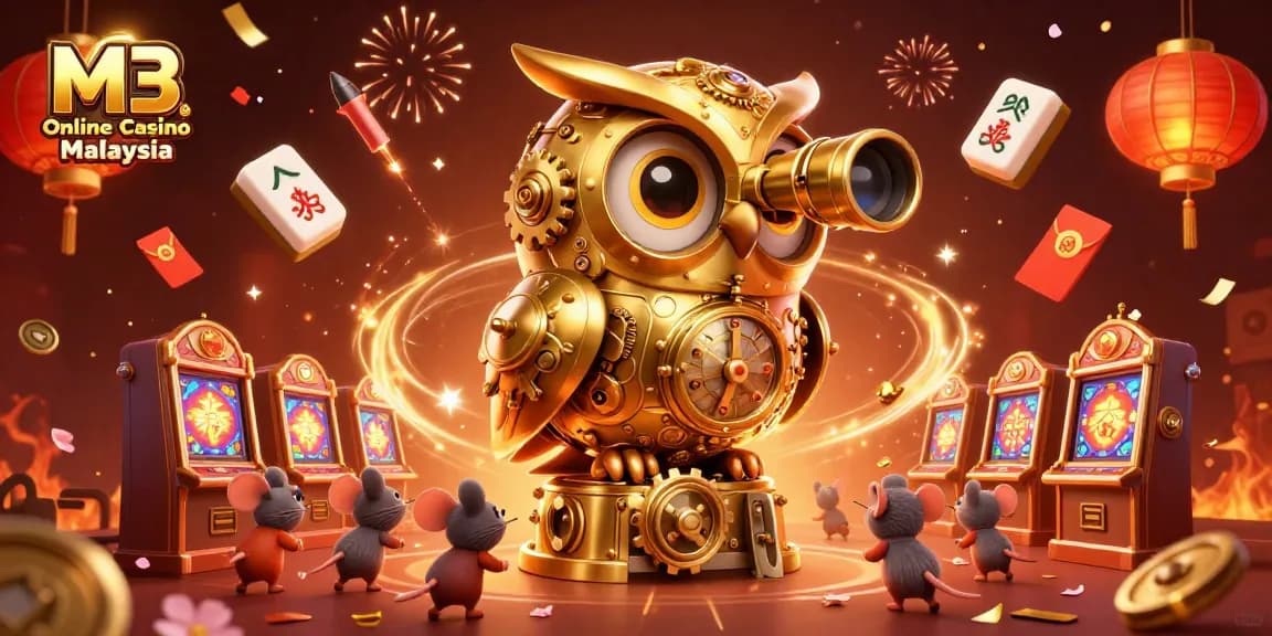 Experience the excitement of M3 Online Casino Malaysia with vibrant casino elements and dynamic characters.
