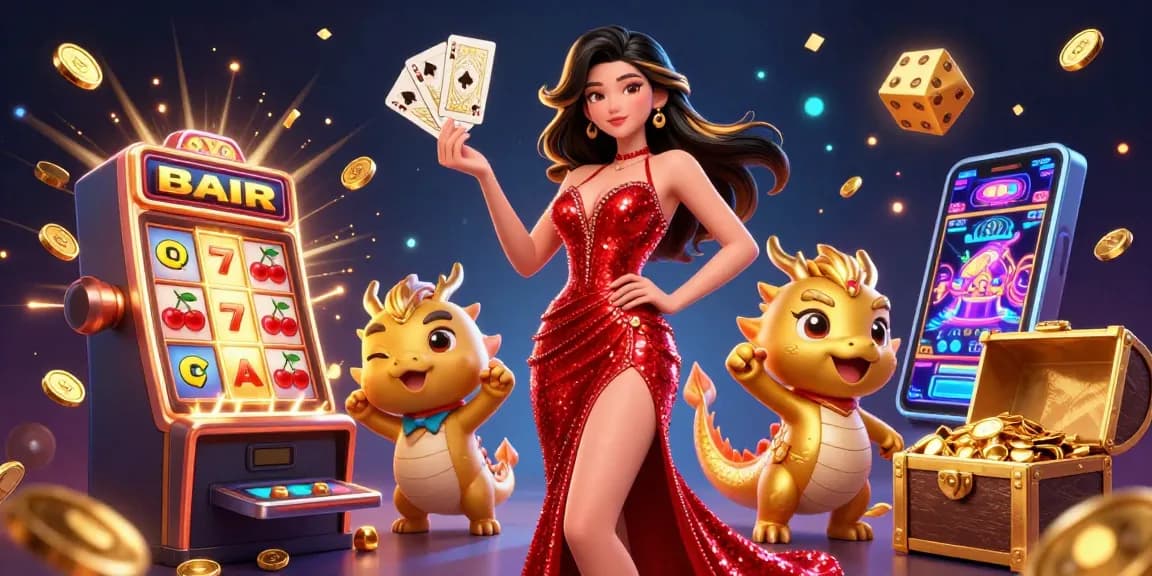 Alo8 delivers a colorful jackpot experience with a stunning Asian woman, a dragon, and vibrant casino symbols.