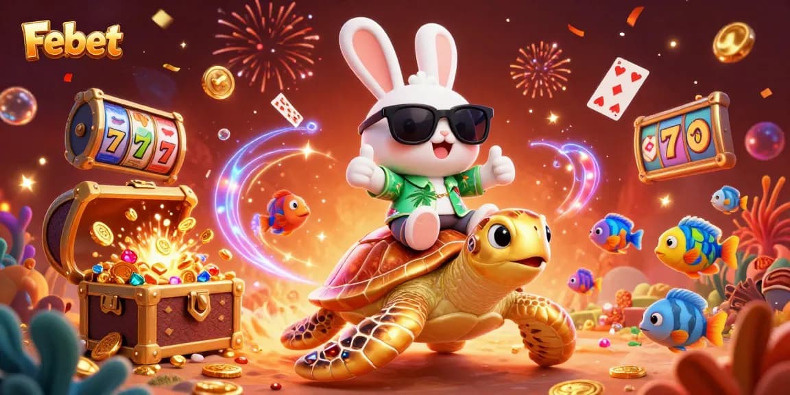 Engage in thrilling gameplay at Febet with lively characters, treasure, and colorful graphics.