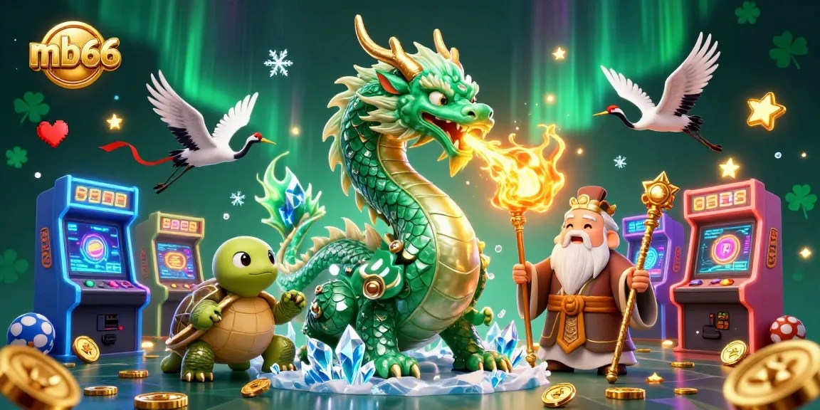 Experience the thrill of betting with mb66's dynamic casino & gaming elements in this vibrant illustration.