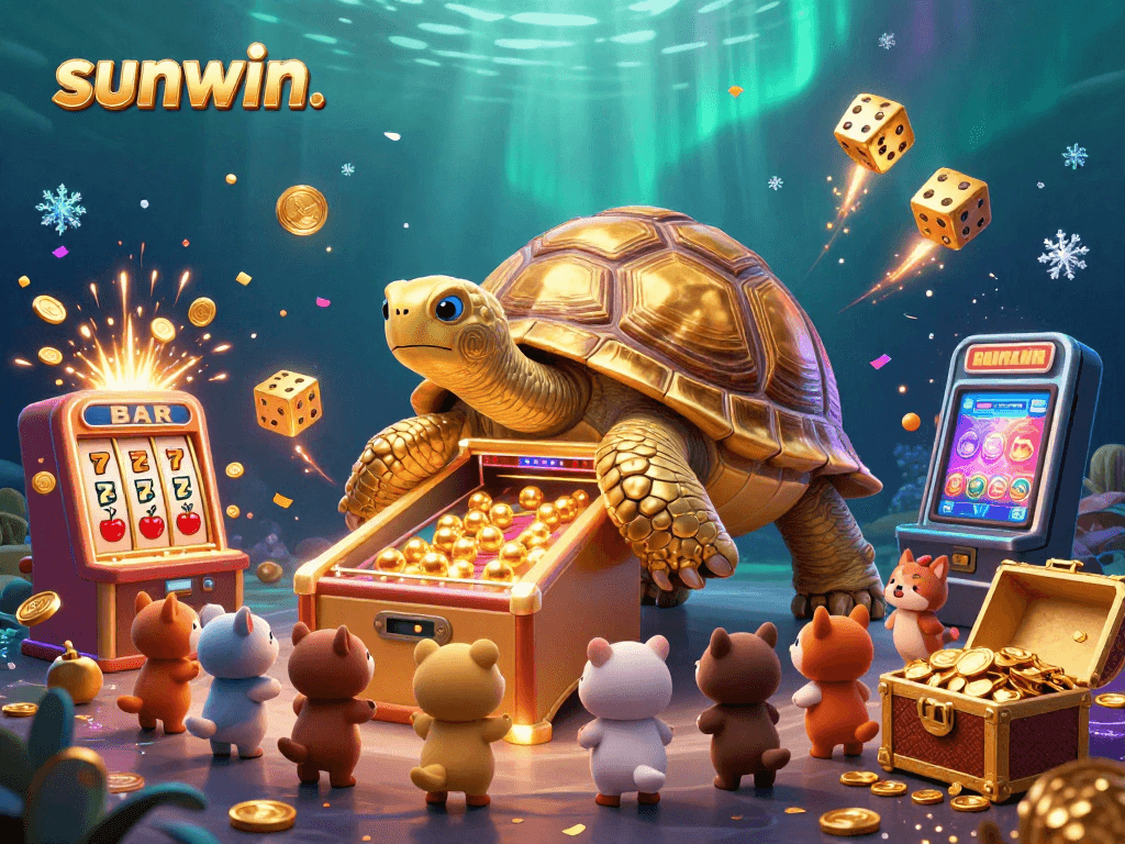 Experience sunwin's thrilling jackpot with a golden tortoise pinball and exciting casino elements.