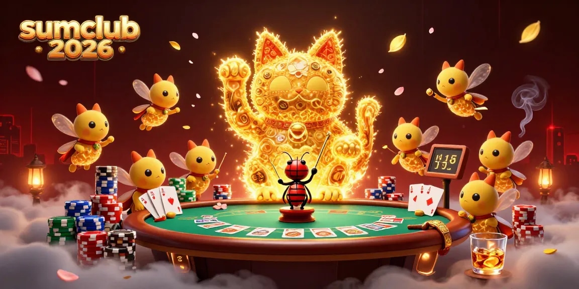 Experience thrilling gameplay at sumclub 2026 with a vibrant lucky cat and casino elements.