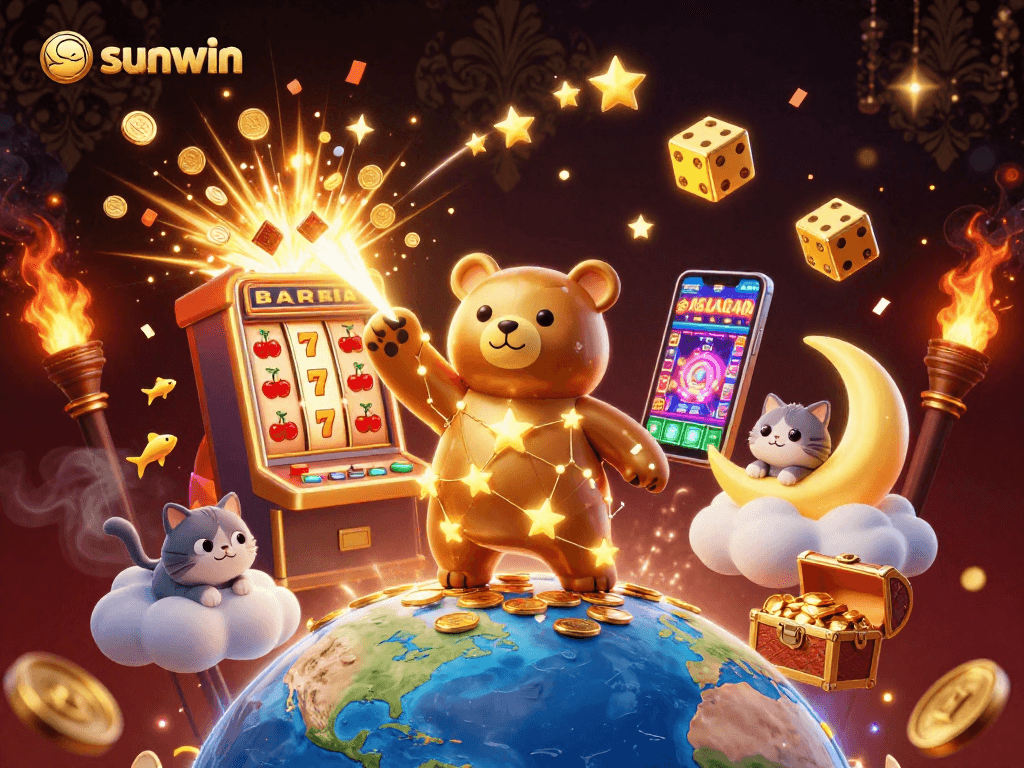 Win big with sunwin through a vibrant casino adventure featuring a constellation bear and rich jackpots.
