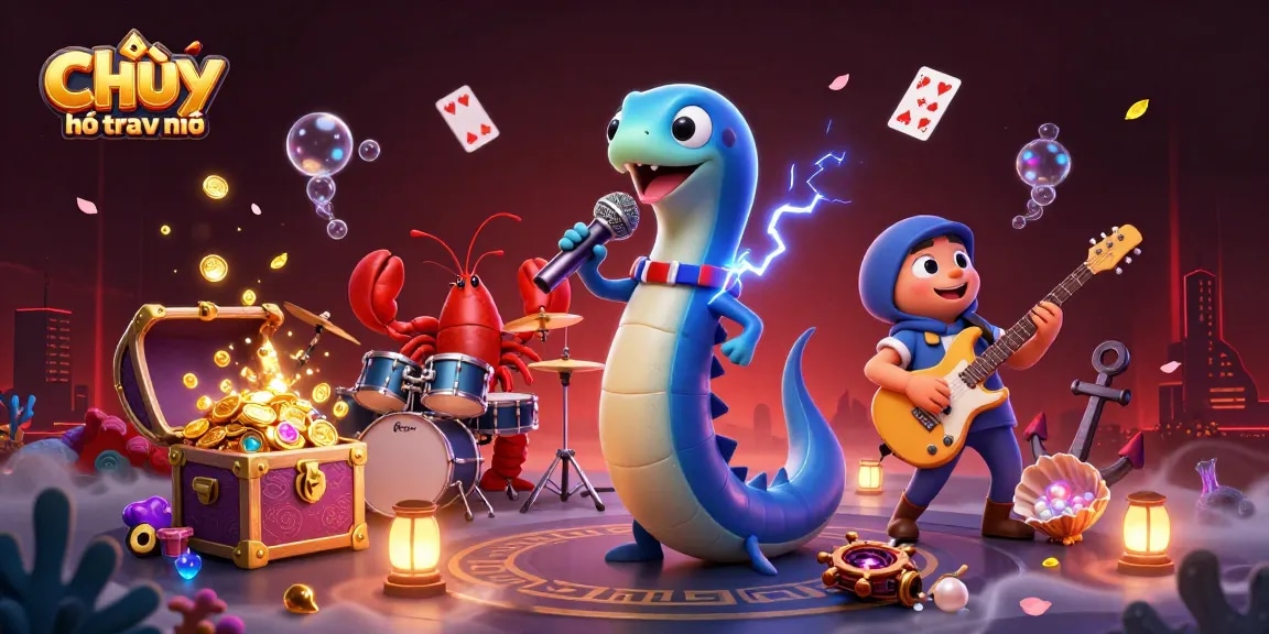 Engage with Chơi có trách nhiệm in this vibrant underwater casino scene featuring unique characters and thrilling elements.