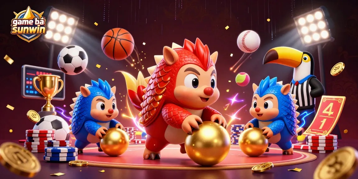 Engage in game bài sunwin with rival pangolins and vibrant casino elements in dynamic action.