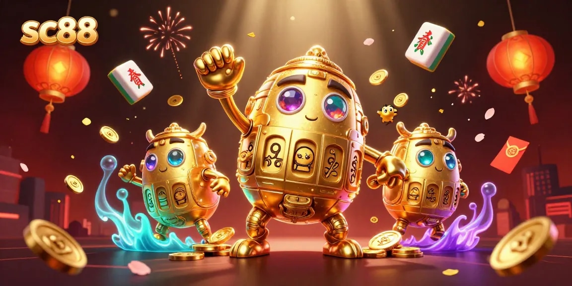 Engage with sc88's vibrant casino animation featuring gold and dynamic game symbols.