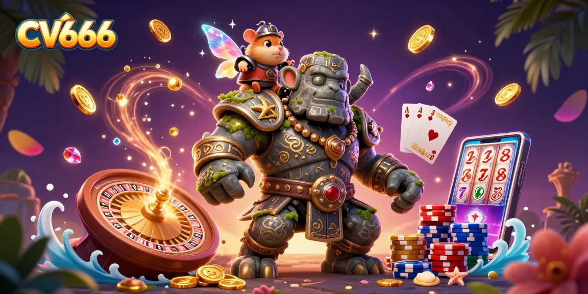 Join the thrilling world of CV666 with a vibrant casino scene showcasing characters and exciting gaming elements.