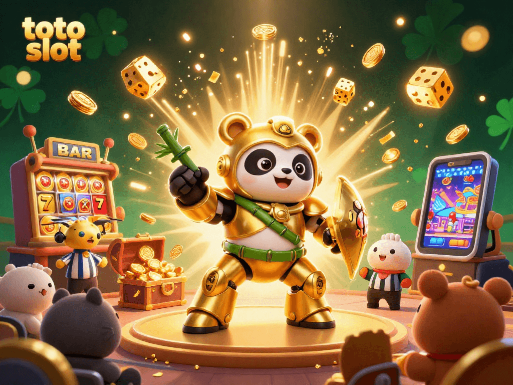 Experience thrilling wins with toto slot's dynamic 3D casino scene bursting with jackpots and excitement.