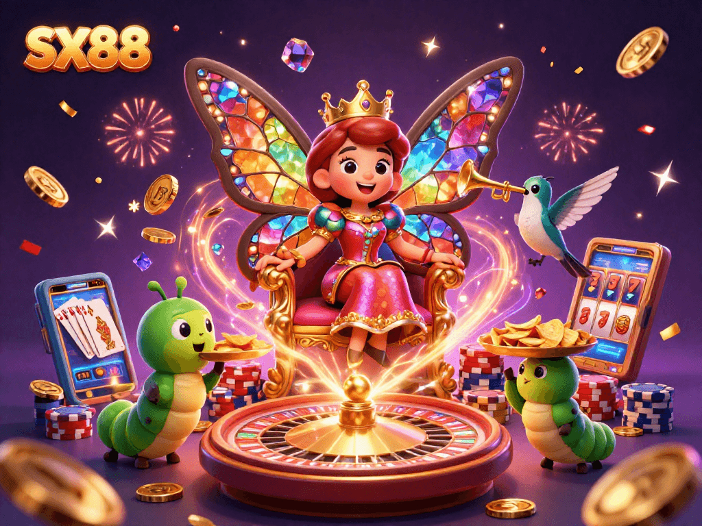 Experience the vibrant world of online gaming with SX88's rich casino elements and dazzling 3D characters.