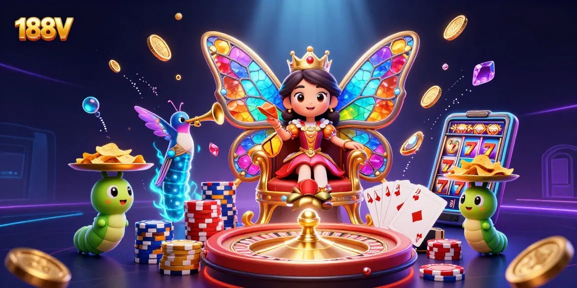 Experience the vibrant world of 188V with stunning visuals and engaging casino elements.