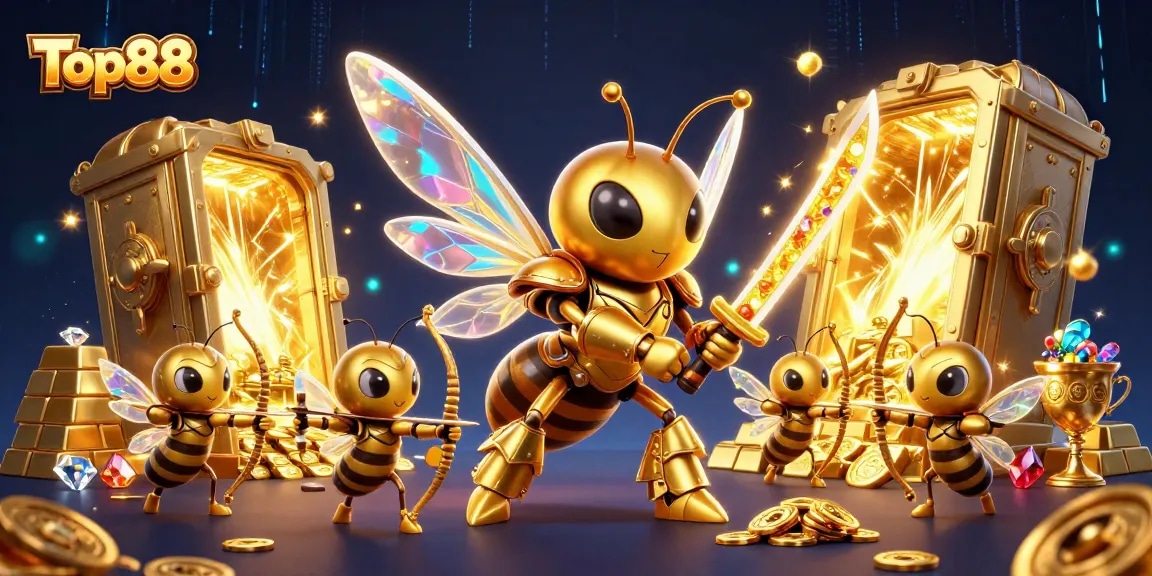 Top88 features a samurai hornet and bee archers in a dazzling casino treasure scene.