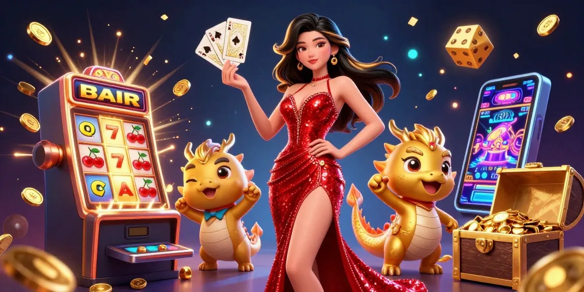 Alo8 delivers a colorful jackpot experience with a stunning Asian woman, a dragon, and vibrant casino symbols.