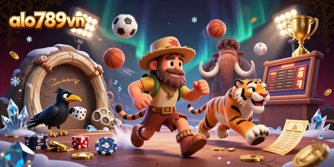 Bettors engage with alo789vn in a dynamic casino scene filled with sports elements and excitement.