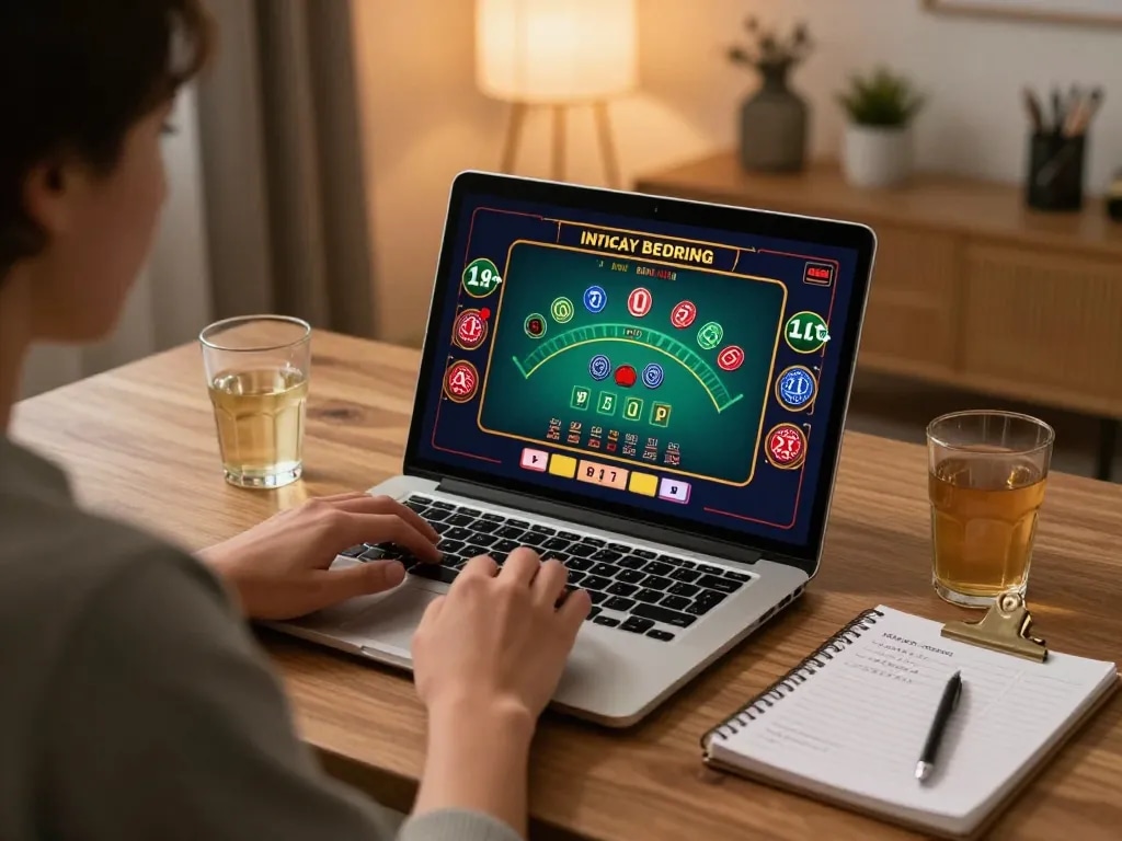 Exciting online betting experience at Nhà cái s8 with live dealer blackjack game on laptop in a cozy setting.