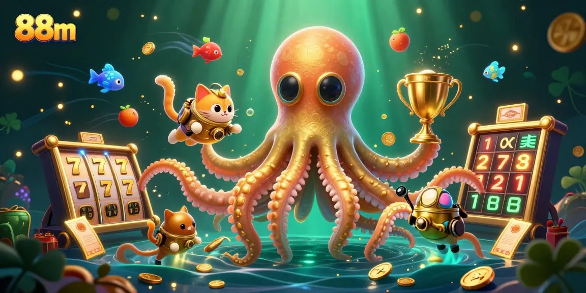 Experience ultimate gaming adventure with 88m's captivating kraken and casino motifs.