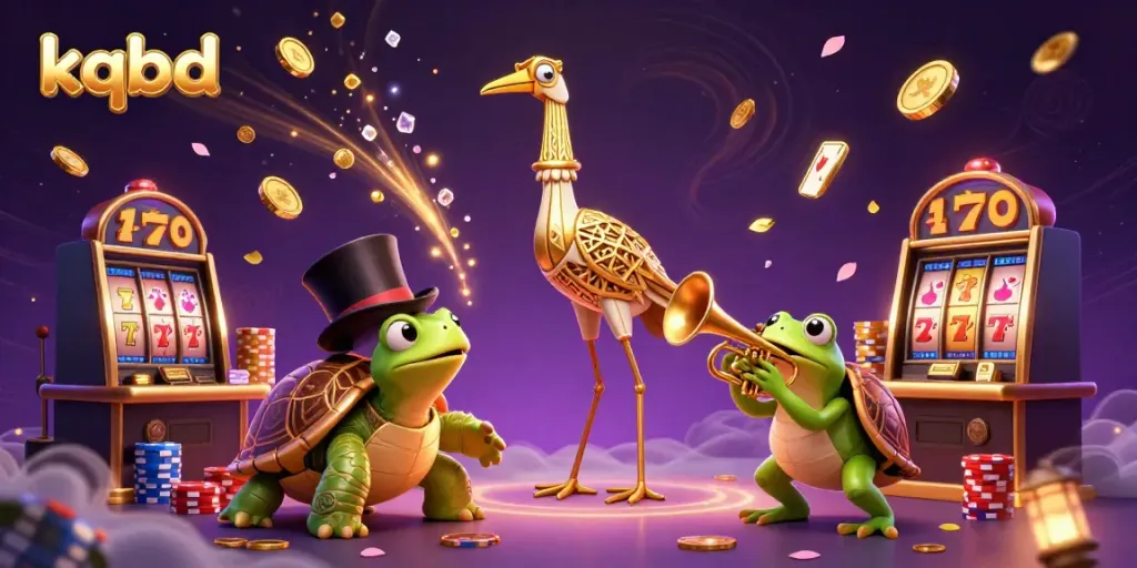 Experience kqbd with dazzling casino characters in a vibrant 3D gambling scene, filled with coins and cards.