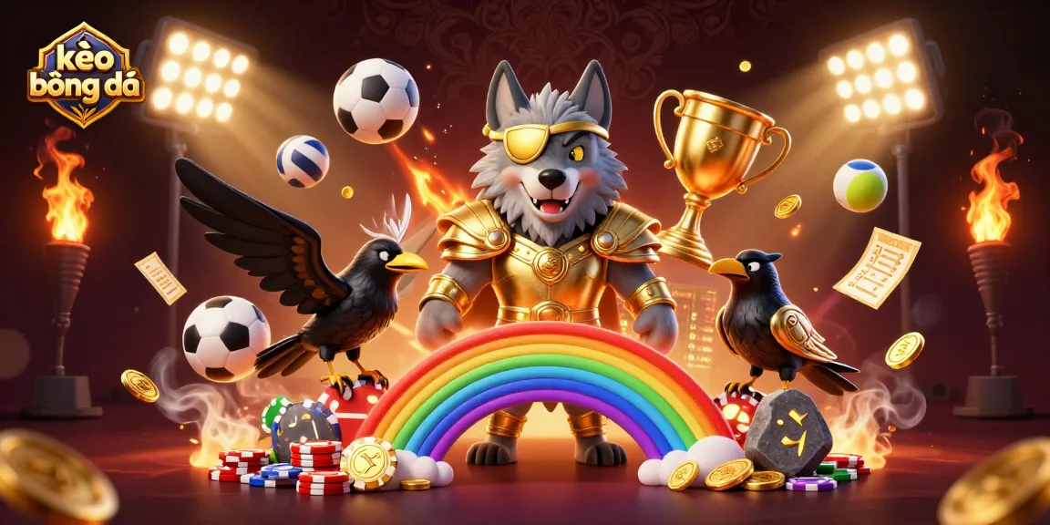 Engage with kèo bóng đá action in this vibrant 3D scene of sports betting excitement.