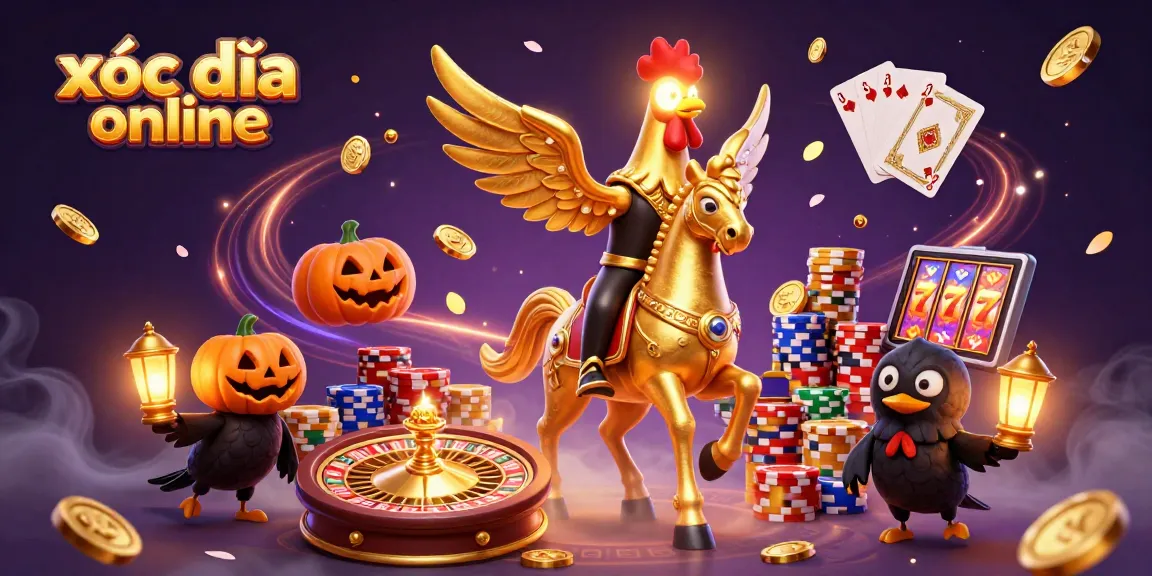 Experience the thrill of xóc đĩa online with a golden rooster and casino elements.