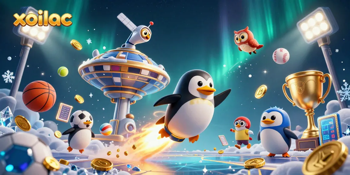 Xoilac features a cartoon penguin and casino elements, enhancing winning strategies in sports betting.