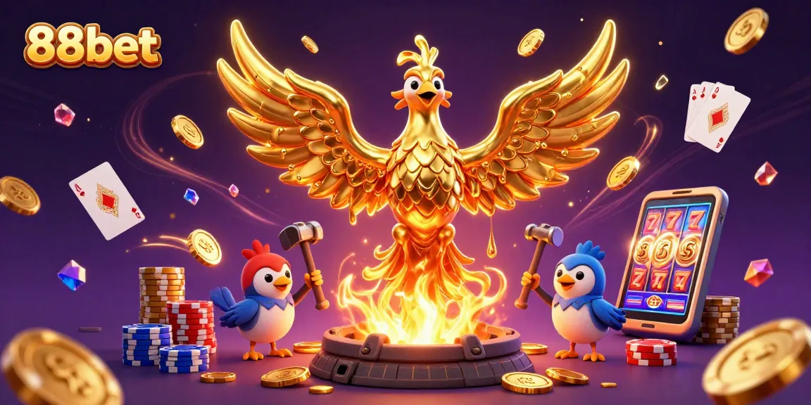 Experience the thrill of 88bet with golden phoenix and dazzling casino elements.