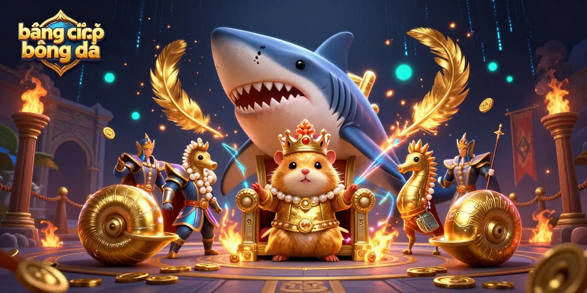 Engage with the vibrant bảng xếp hạng bóng đá action, featuring a golden hamster king and dynamic gaming elements.