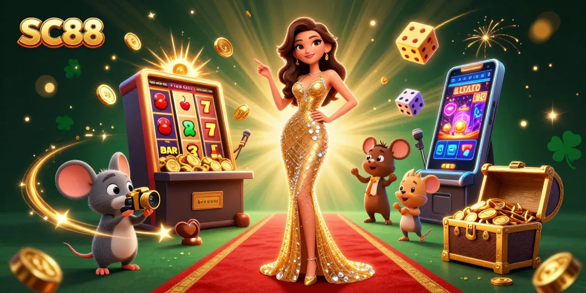Experience thrilling gaming adventures at SC88 with stunning visuals of jackpots, excitement, and celebration.