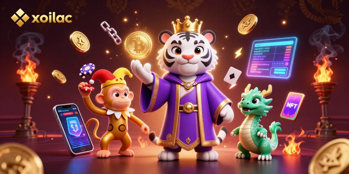 Xoilac brings fierce tiger and playful monkey to life in a vibrant online gambling scene.