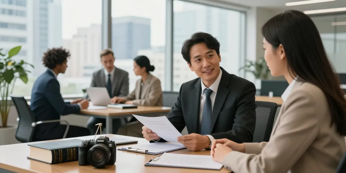 Lawyer discussing case details with a client, made my day by providing expert legal support.