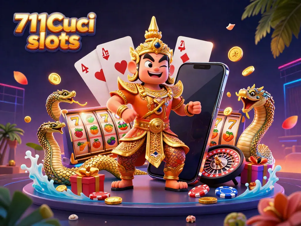 Experience the thrill of 711Cuci slots with colorful slot reels and dynamic game elements.