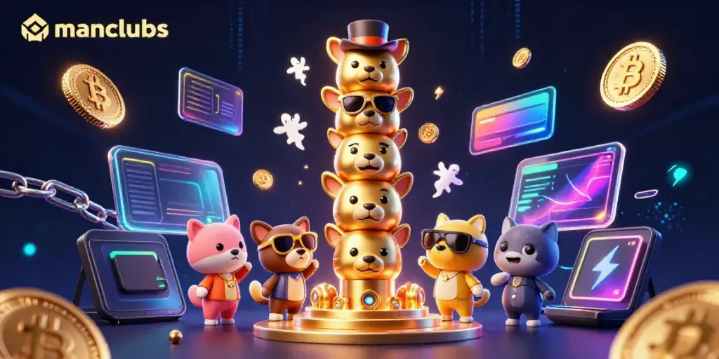 Engage with manclubs' exciting casino offerings featuring a golden totem pole and cryptocurrency elements.
