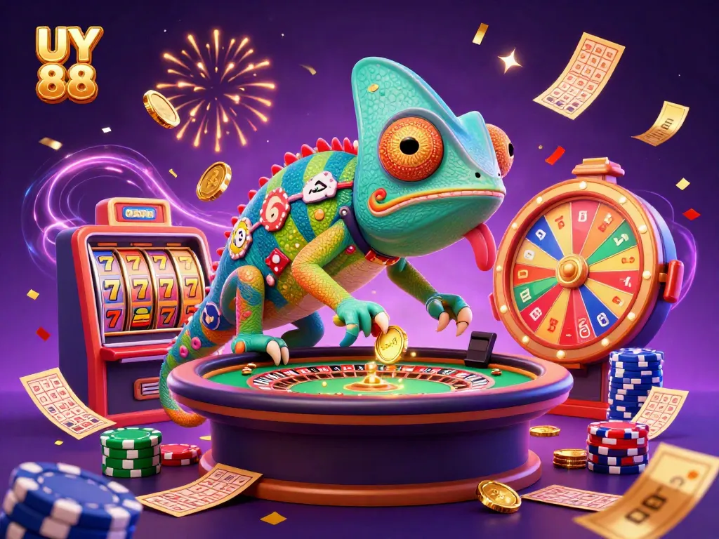 Engage with UY 88's exciting 3D casino atmosphere featuring vibrant characters and games.
