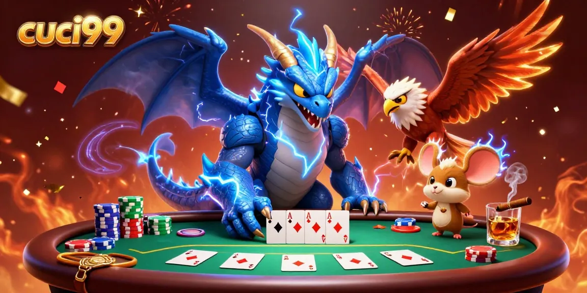 Engage in thrilling poker action with cuci99 in this dynamic 3D casino illustration.
