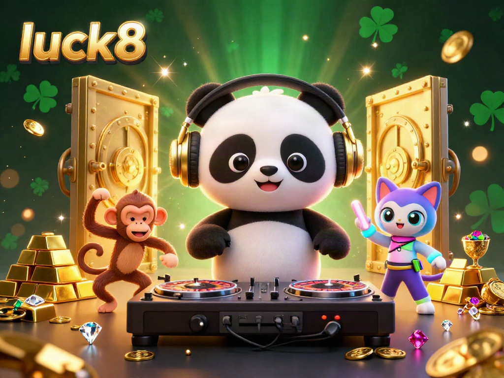 Experience the thrill of luck8 with vibrant characters dancing in a high-energy casino scene.