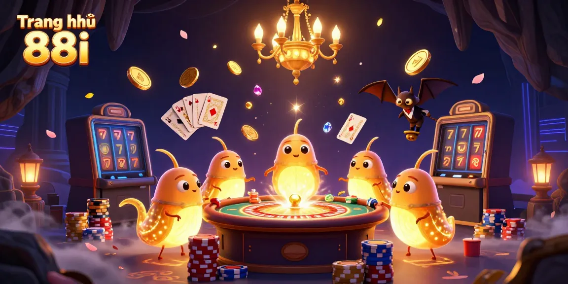 Experience the excitement of Trang chủ 88i in a vibrant 3D casino scene with glowing worms and casino elements.
