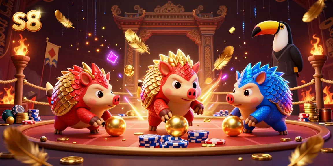 Engage in exhilarating s8 casino adventures with colorful pangolins amid thrilling poker action.
