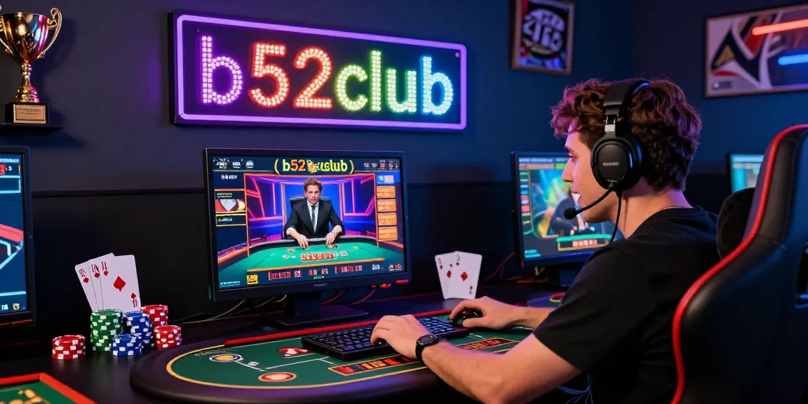 Player immersed in b52club gaming experience with casino elements.