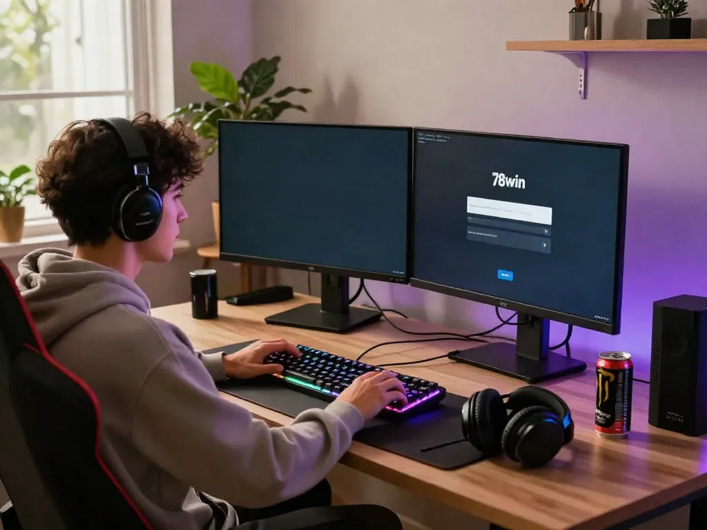 Login interface for đăng nhập 78win on a gaming setup, showcasing an engaging environment.