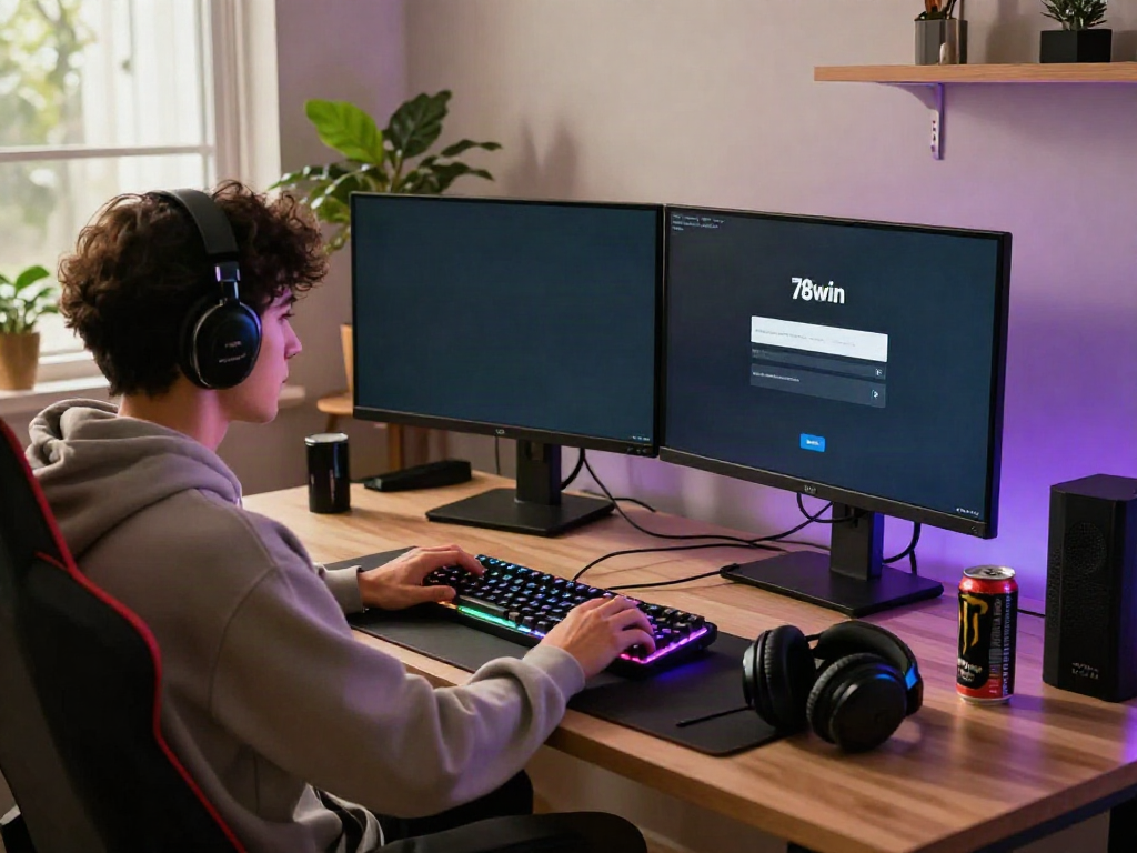 Login interface for đăng nhập 78win on a gaming setup, showcasing an engaging environment.